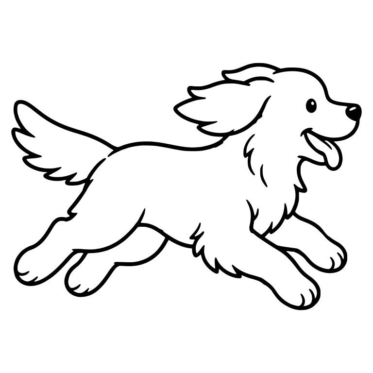Golden Retriever Dog Running in Profile With Tongue Out — free animal SVG cut file