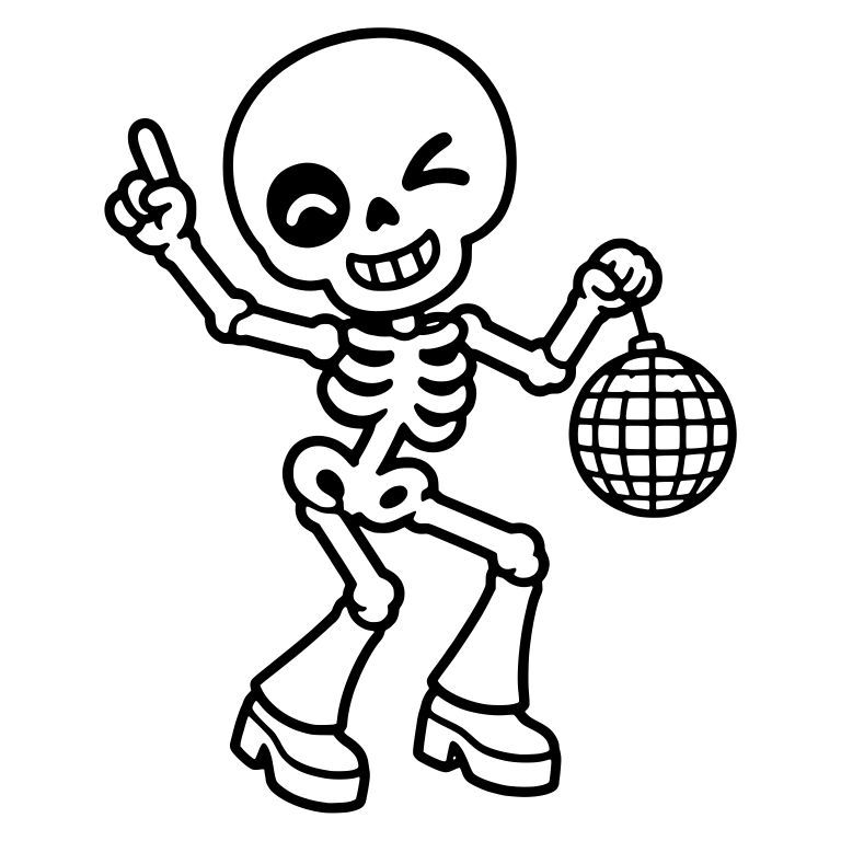 Winking Skeleton Holding A Disco Ball — free skeleton SVG cut file
