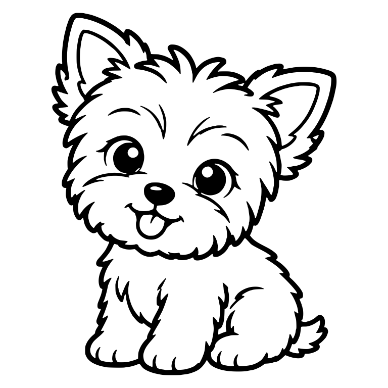 Sitting Yorkie Puppy With Tongue Out and Tilted Head — free animal SVG cut file