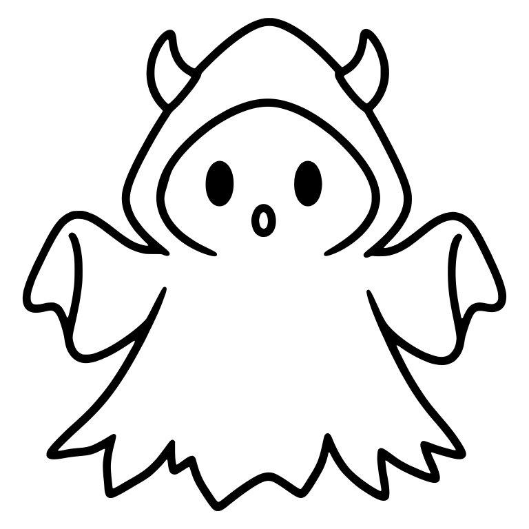 Horned Hood Ghost With Round Mouth And Ragged Hem — free fantasy-creature SVG cut file