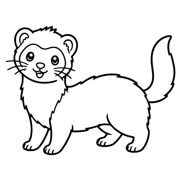 Standing Panda Ferret with Tongue Out and Raised Tail — free animal SVG cut file