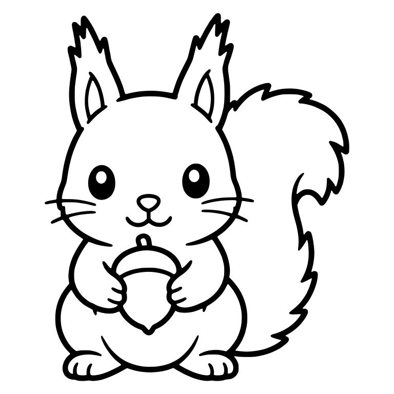 Squirrel Holding an Acorn With Tall Ear Tufts — free animal SVG cut file