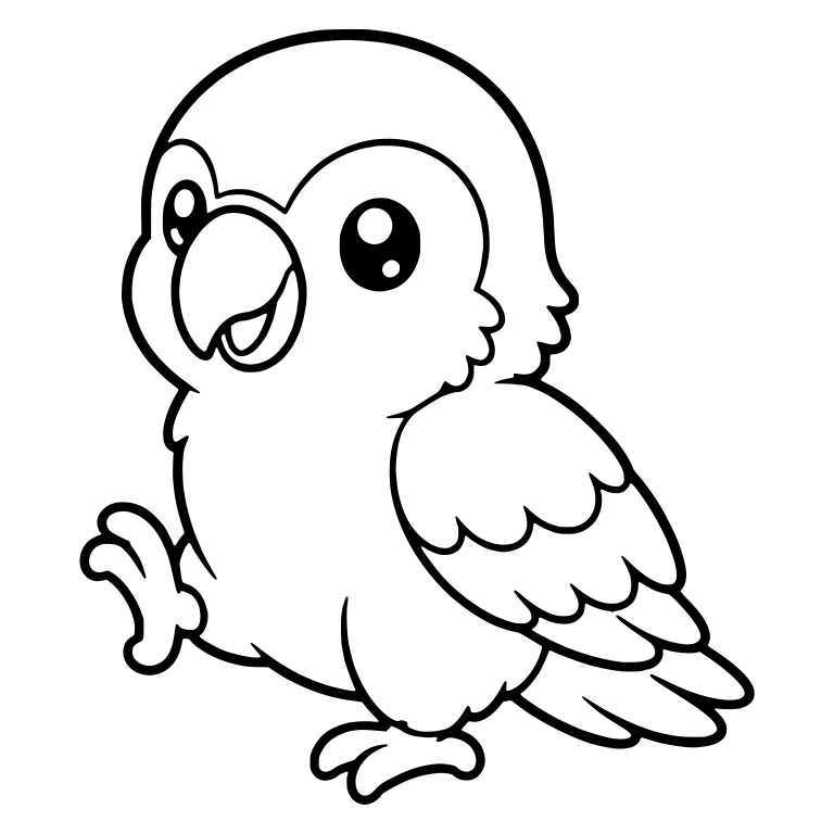 Kawaii Parrot Turning Its Head with One Foot Raised — free animal SVG cut file