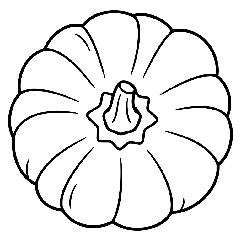 Top-Down Pumpkin with Star-Shaped Stem Base and Ribs — free floral SVG cut file