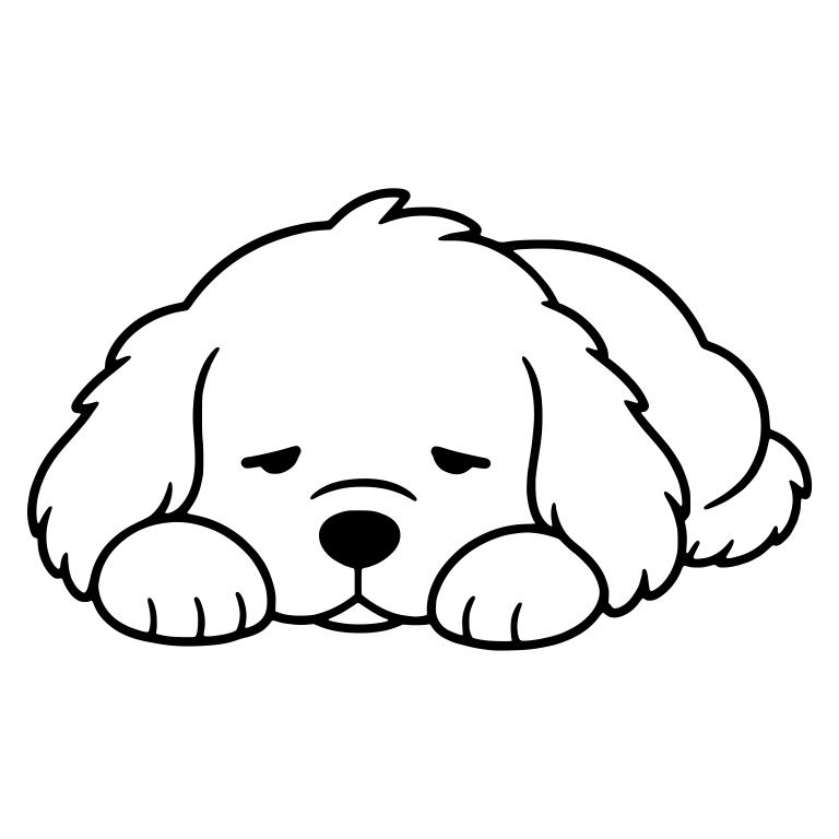 Sleepy Golden Retriever Puppy Lying Flat On Paws — free animal SVG cut file