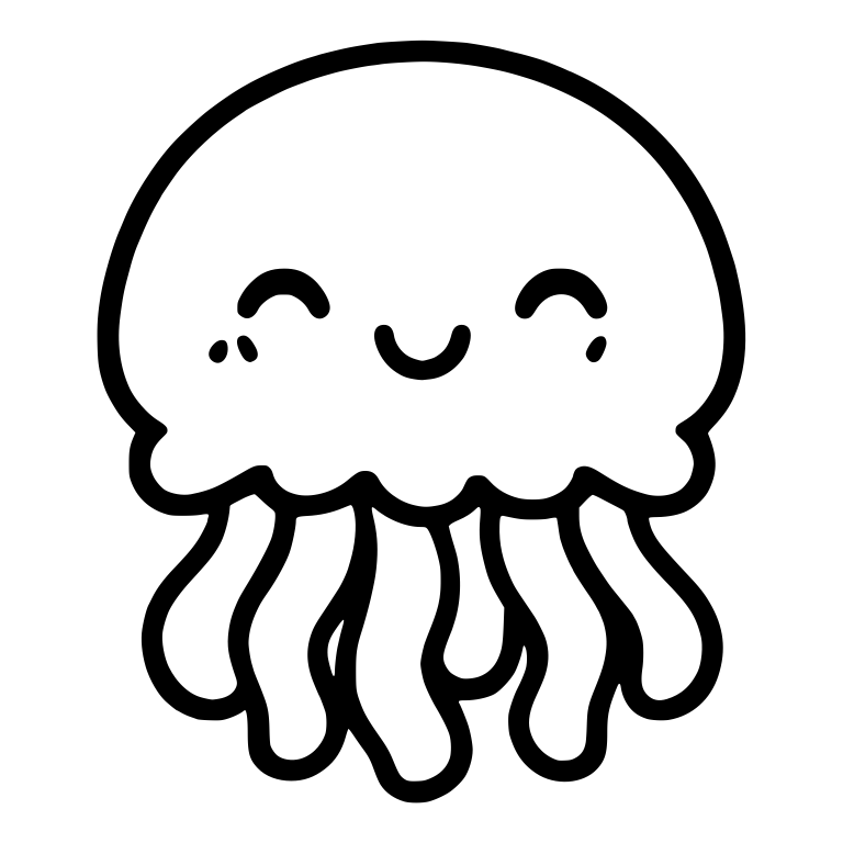Happy Jellyfish With Blush Marks and Chunky Tentacles — free animal SVG cut file