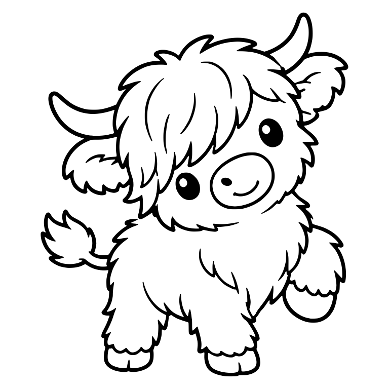 Prancing Highland Calf With One Hoof Raised — free animal SVG cut file