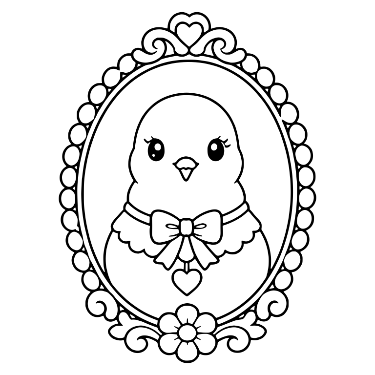 Cameo Dove in Ornate Oval Frame With Heart Charm — free animal SVG cut file