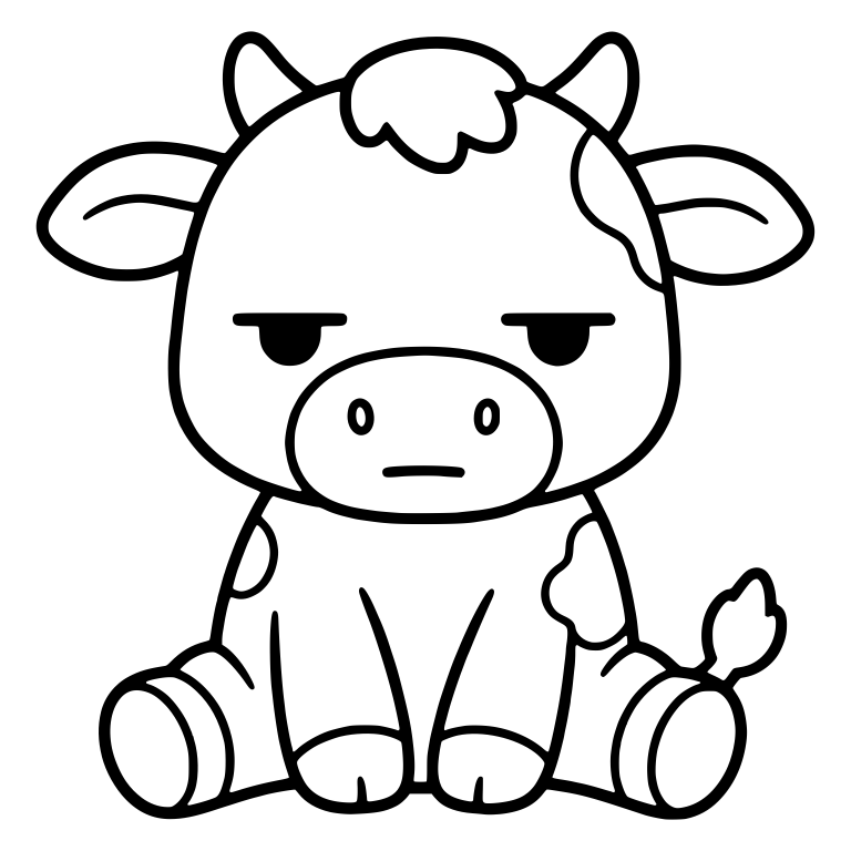 Unimpressed Calf Sitting With Legs Stretched Out — free animal SVG cut file