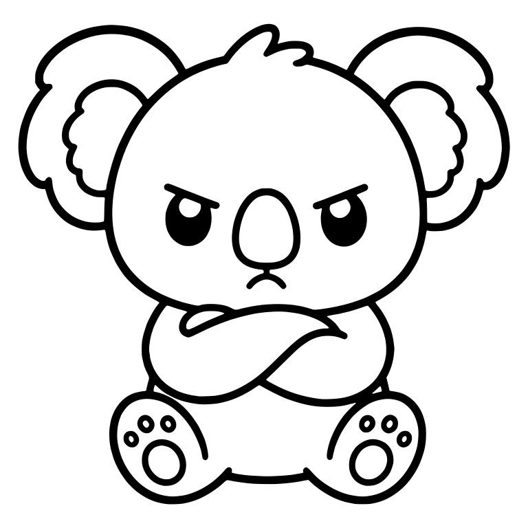 Grumpy Koala Sitting with Arms Crossed — free animal SVG cut file