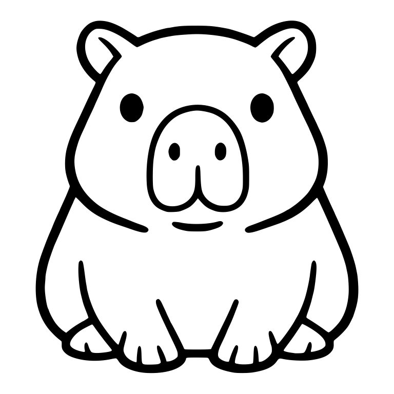 Chubby Sitting Capybara with Big Muzzle — free animal SVG cut file
