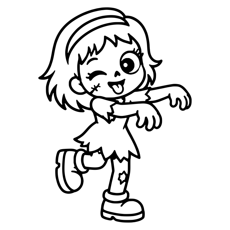 Winking Zombie Girl With Headband And Torn Dress — free fantasy-creature SVG cut file
