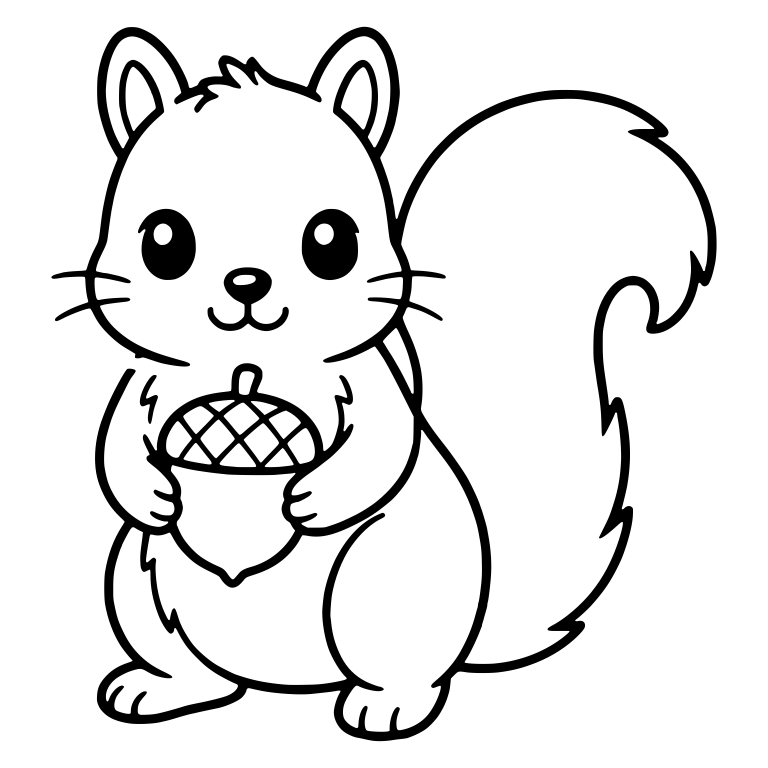 Squirrel Holding a Big Acorn With Curled Tail — free animal SVG cut file