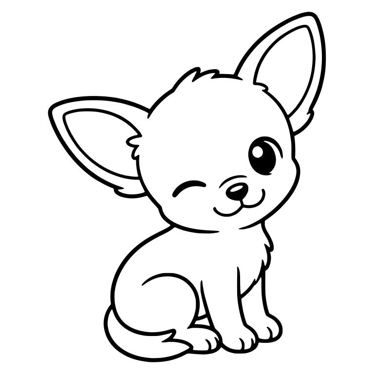 Winking Chihuahua Puppy Sitting With Head Tilt — free animal SVG cut file