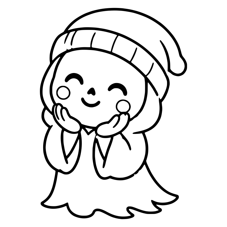 Blushing Reaper in Slouchy Beanie with Hands on Cheeks — free characters SVG cut file