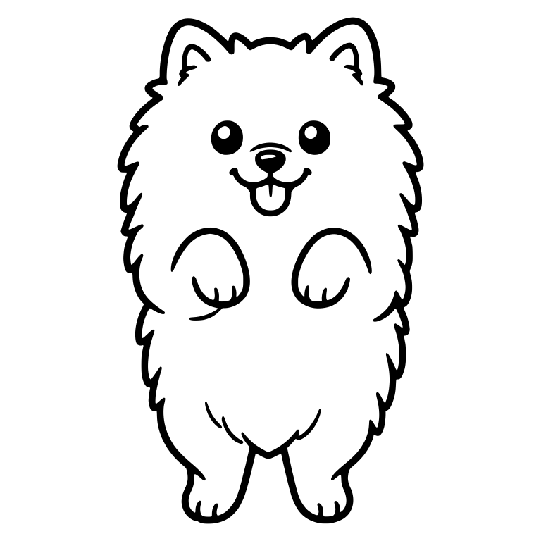 Pomeranian Standing on Hind Legs with Paws Raised — free animal SVG cut file