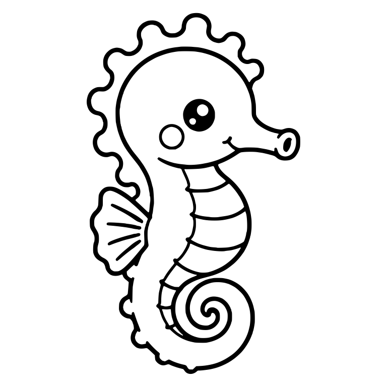 Blushing Seahorse With Scalloped Crest And Spiral Tail — free animal SVG cut file