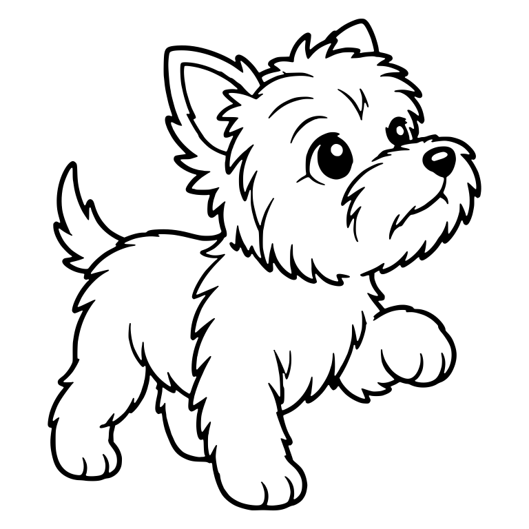 Yorkie Puppy Walking With One Paw Raised — free animal SVG cut file
