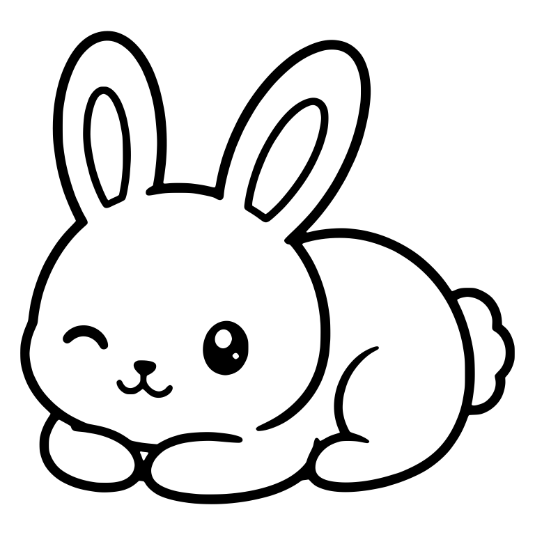 Winking Bunny Lying Down With Paws Forward — free animal SVG cut file