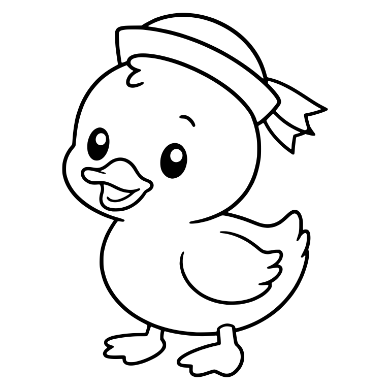 Duckling in Sailor Hat With Trailing Ribbons — free animal SVG cut file