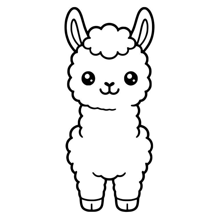 Standing Llama Cria With Tall Ears and Head Tuft — free animal SVG cut file