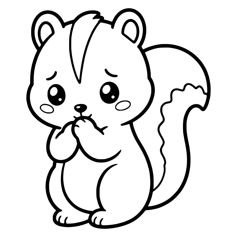 Shy Squirrel With Head Stripe And Paws At Mouth — free animal SVG cut file