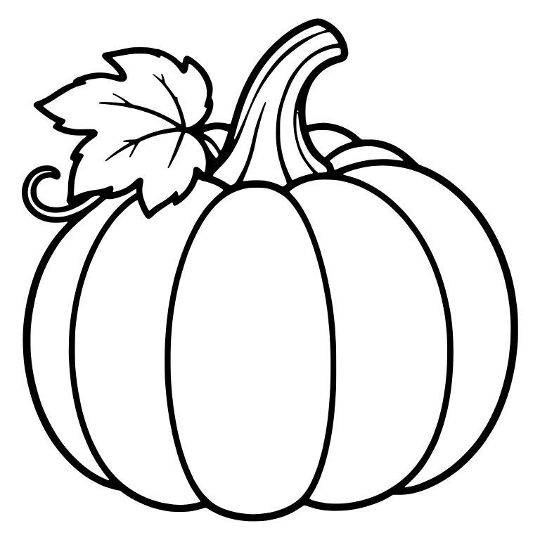 Round Pumpkin with Lobed Leaf and Curl at Upper Left — free floral SVG cut file