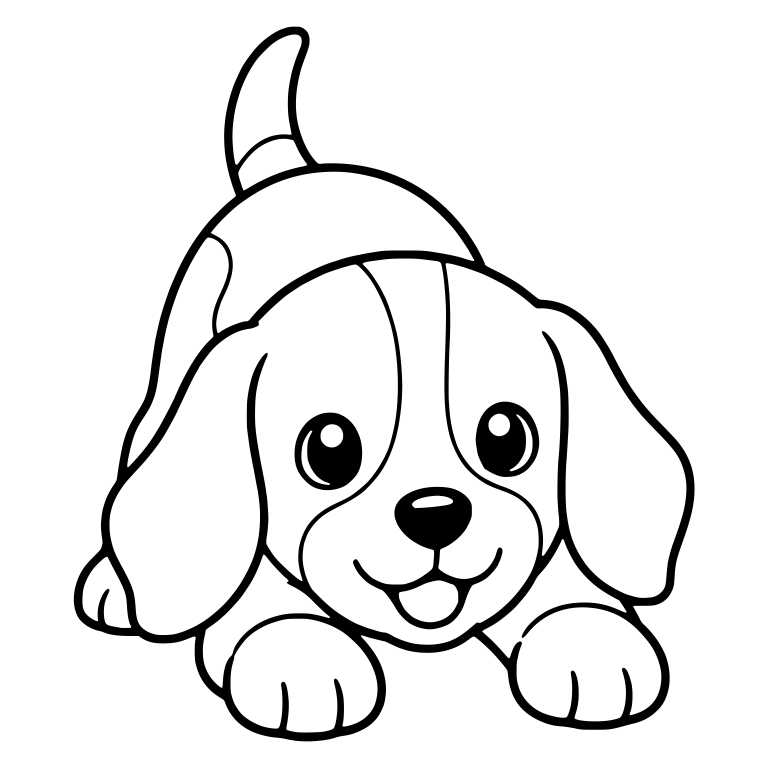 Beagle Puppy Crouching With Big Paws Forward — free animal SVG cut file