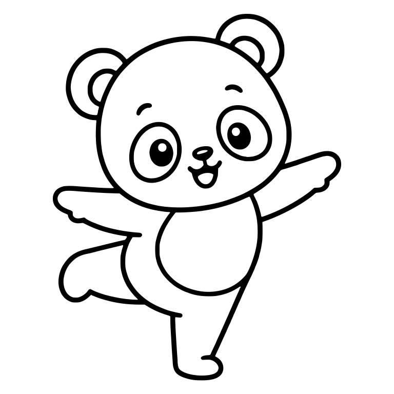 Panda Balancing on One Leg With Arms Stretched Wide — free animal SVG cut file
