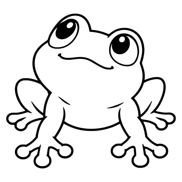 Chibi Frog Sitting Front-Facing and Gazing Up — free animal SVG cut file