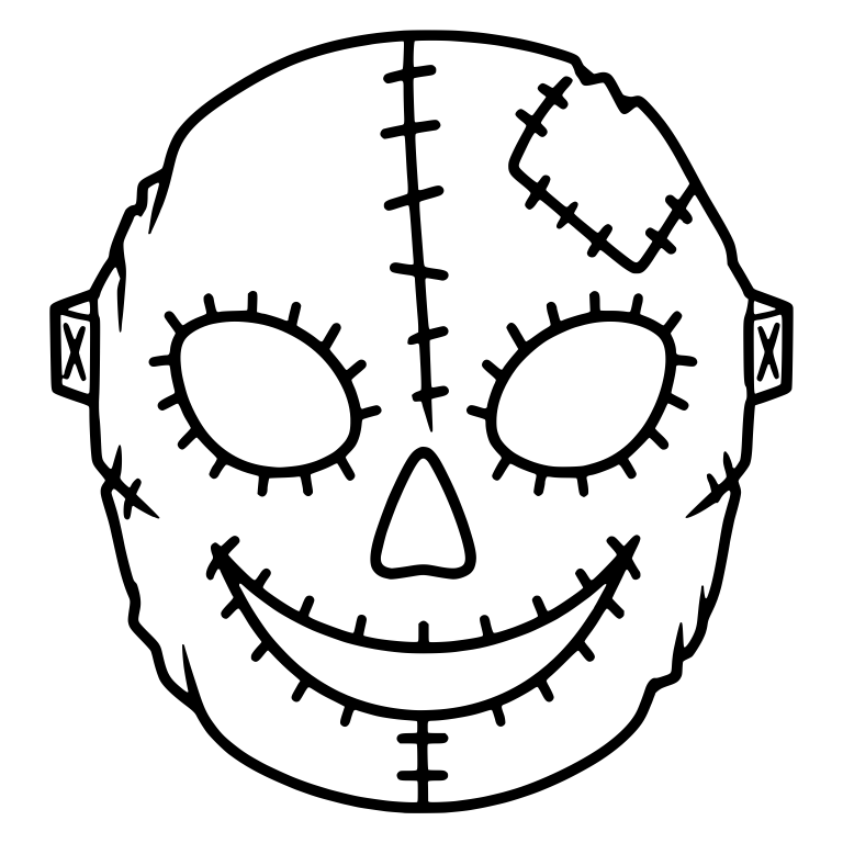 Stitched Burlap Mask With Wide Smile — free objects SVG cut file