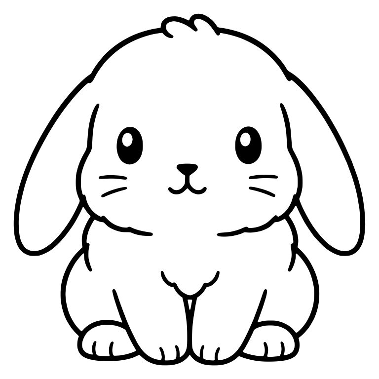 Front-Facing Mini Lop Bunny With Head Tuft — free animal SVG cut file