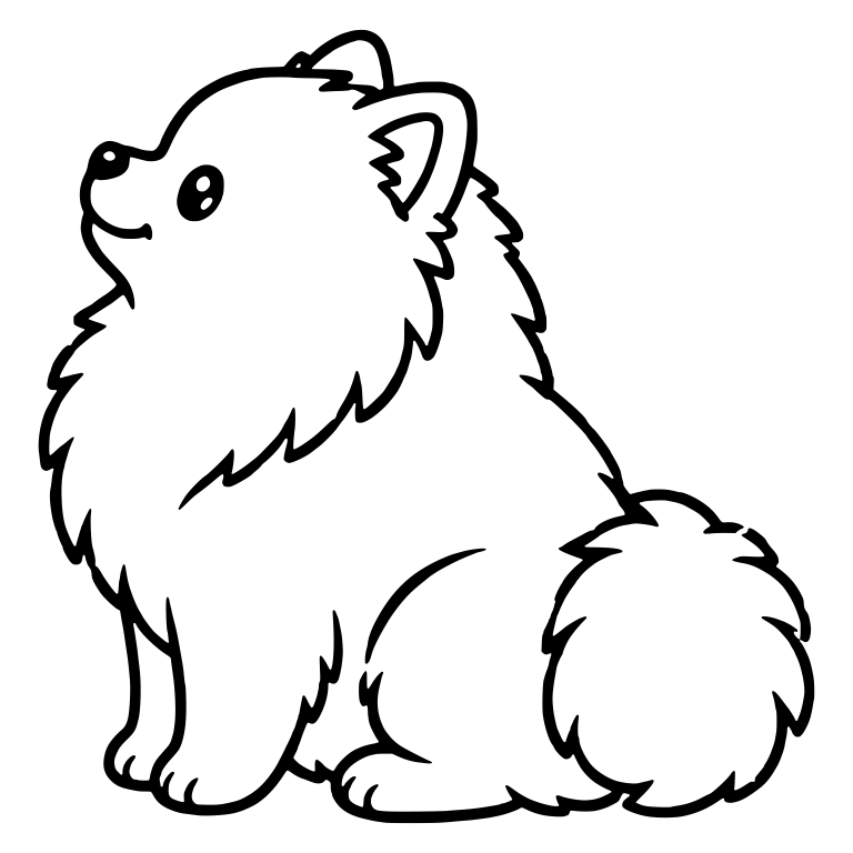 Sitting Pomeranian in Profile Looking Up — free animal SVG cut file