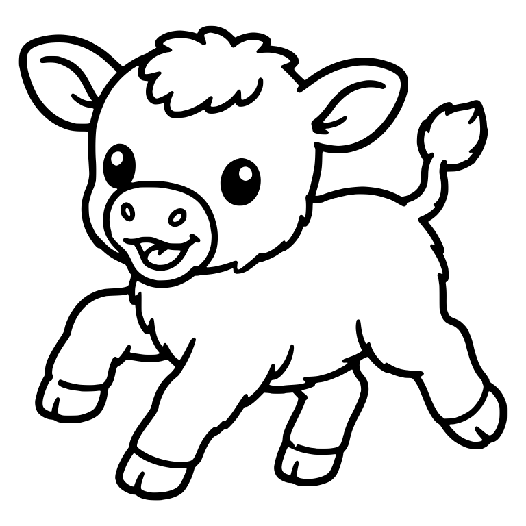 Leaping Fluffy Calf With Open Mouth and Raised Tail — free animal SVG cut file