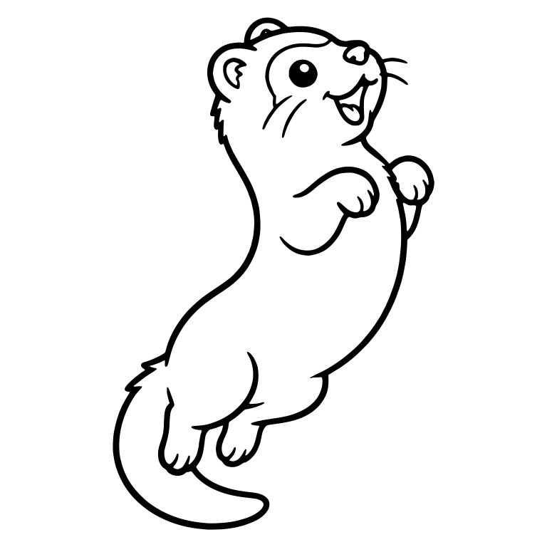 Jumping Ferret Reaching Up with Paws and Open Mouth — free animal SVG cut file