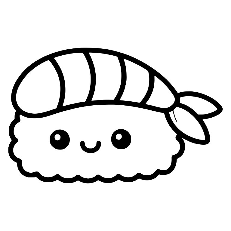 Shrimp Nigiri With Leaf Tail And Small Smile — free food SVG cut file