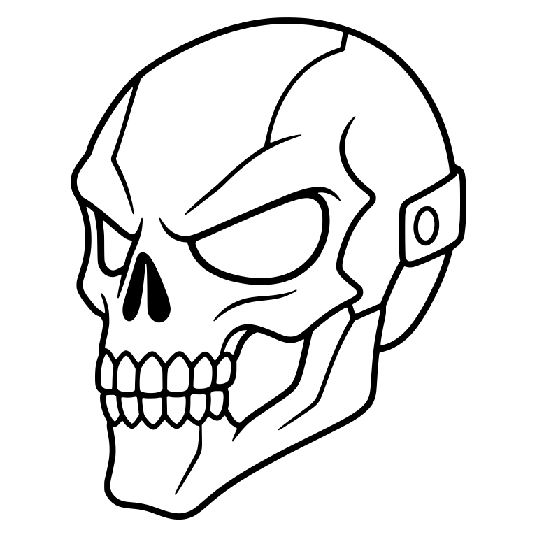 Three-Quarter View Skull Mask With Side Strap — free skeleton SVG cut file