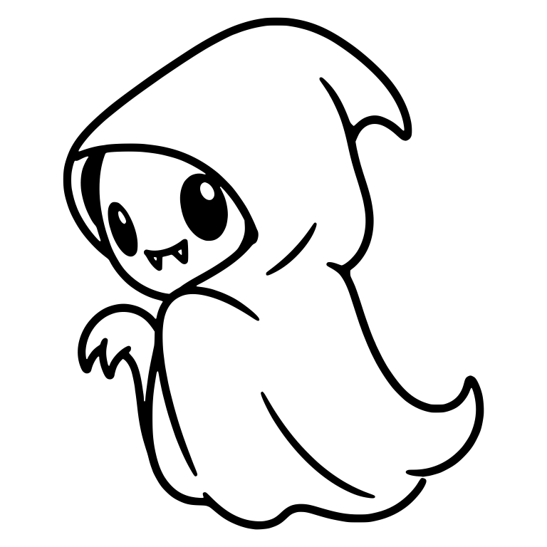 Hooded Ghost Turned Sideways With Fanged Smile — free fantasy-creature SVG cut file