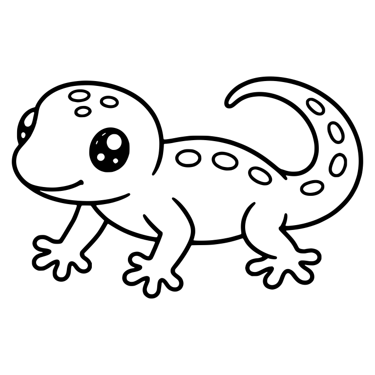 Spotted Gecko Walking Left with Dotted Head and Arched Tail — free animal SVG cut file