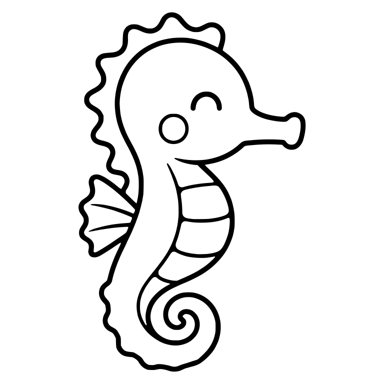 Blushing Seahorse With Happy Closed Eye And Wavy Crest — free animal SVG cut file
