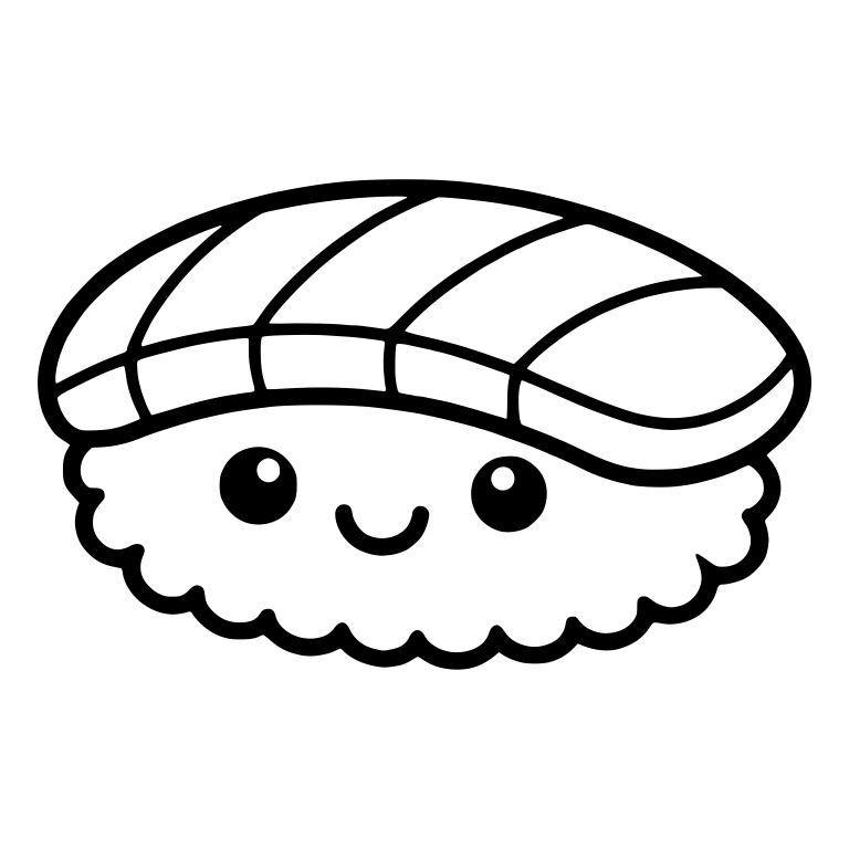 Salmon Nigiri With Tiny Smile and Diagonal Fish Stripes — free food SVG cut file