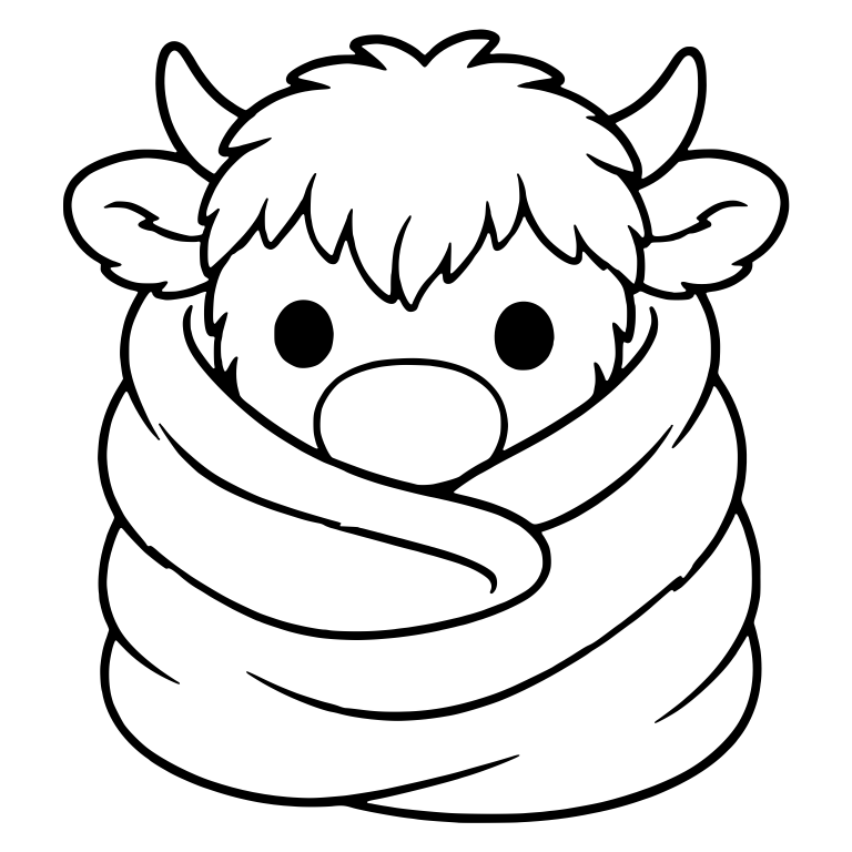 Highland Calf Wrapped in Blanket with Head Peeking Out — free animal SVG cut file