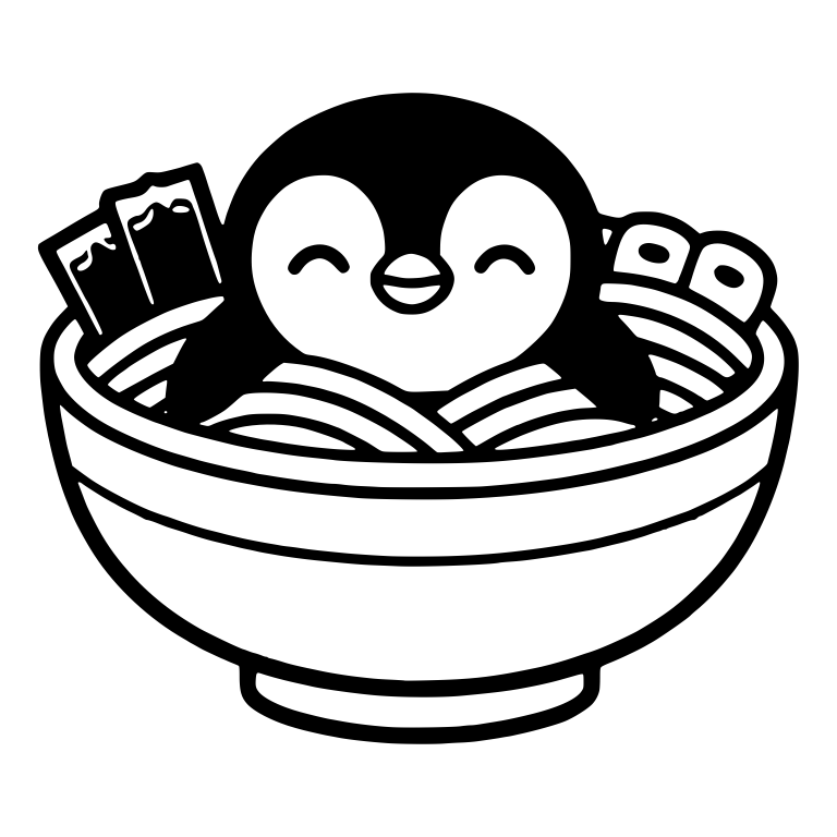 Happy Penguin Relaxing In A Ramen Bowl With Nori Sheets — free animal SVG cut file