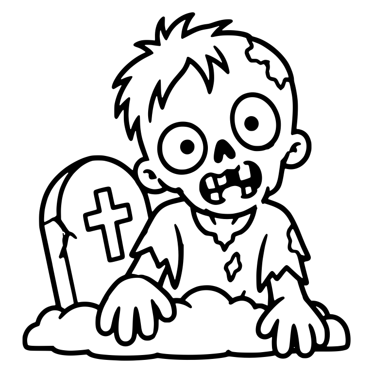 Zombie Rising From a Dirt Mound Beside a Cross Gravestone — free fantasy-creature SVG cut file