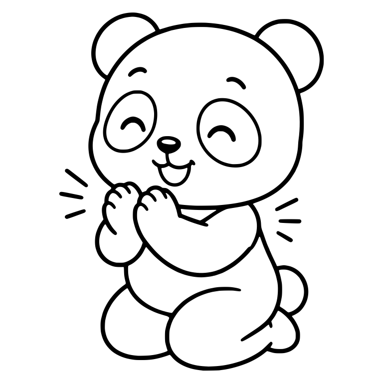Kneeling Panda Clapping With Laughing Closed Eyes — free animal SVG cut file