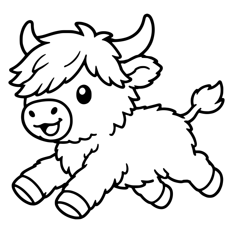 Running Highland Calf in Side View with Tail Up — free animal SVG cut file