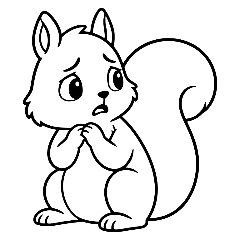 Nervous Squirrel Glancing Aside with Clasped Paws — free animal SVG cut file