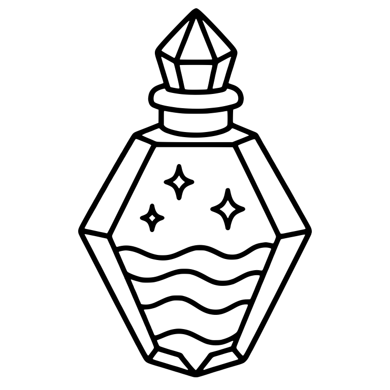 Gem Cut Potion Bottle With Crystal Stopper And Sparkles — free objects SVG
