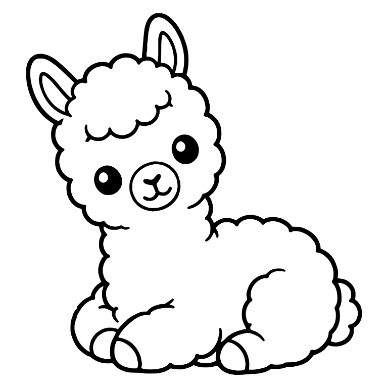 Lying Llama With Round Muzzle and Tilted Head — free animal SVG cut file