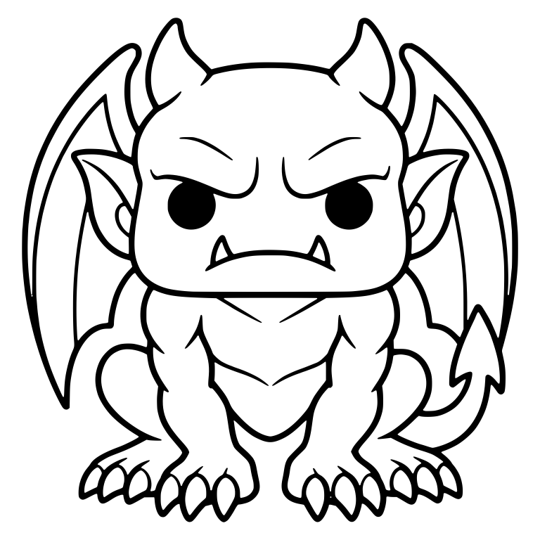 Grumpy Gargoyle Crouching with Folded Wings and Tail — free fantasy-creature SVG cut file